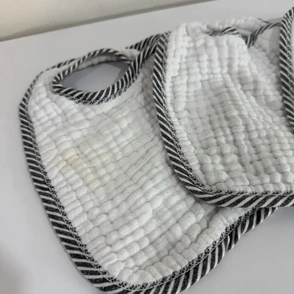 Modern Baby White & Black Muslin Baby Bibs Bundle of 3